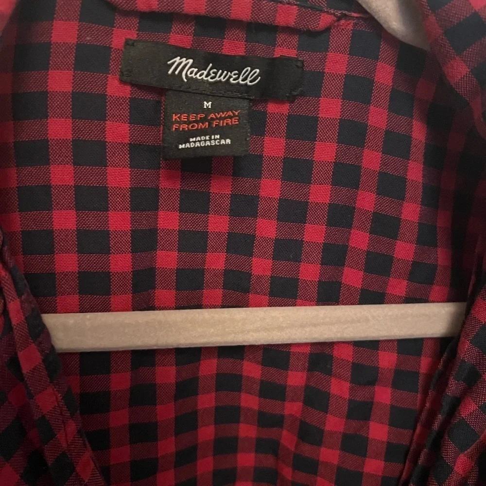 MADEWELL Red Gingham Plaid Button Down Pajama Top Size M